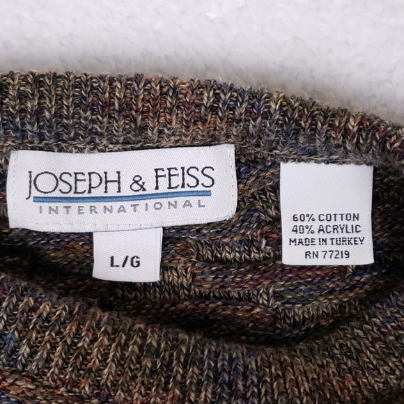 Vintage Joseph & Feiss Sweater Size L Brown Retro Minimalist Grandpa 3D Knit - Picture 4 of 7